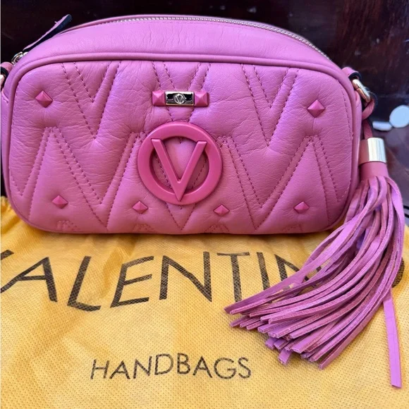 Valentino by Mario Vibrant Pink Crossbody Bag with Tassel - Picture 1 of 14